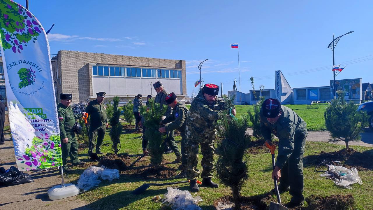 Аллея казачьей славы в Круглоозерке увековечили подвиг героев В селе Круглоозерка состоялось знаковое событие высадка Аллеи казачьей славы приуроченной к почитаемому празднику Покрова Пресвятой Богородицы Мероприятие прошло в поддержку Программы экологических гуманитарных миссий в исторических регионах которую по поручению Президента Владимира Путина и при поддержке Министерства природных ресурсов и экологии Российской Федерации реализует АНО Сад Памяти В создании Аллеи казачьей славы приняли участие представители казачьих обществ Херсонской области сотрудники администрации Голопристанского муниципального округа депутаты Совета депутатов и коллектив МКУК Центр культуры и досуга Общими усилиями было высажено 80 саженцев вечнозеленых деревьев каждое из которых станет символом памяти о героях К деревьям прикрепили таблички с именами погибших в годы Великой Отечественной войны и в ходе специальной военной операции Высадка Аллеи казачьей славы это не просто озеленение территории это глубоко символичное мероприятие направленное на сохранение исторической памяти воспитание патриотизма и укрепление духовных ценностей Она станет живым памятником героям отдавшим свои жизни за Родину и местом где будущие поколения смогут почтить их подвиг и вдохновиться их мужеством прокомментировал глава Голопристанского муниципального округа секретарь местного отделения партии Единая Россия Виталий Титаренко