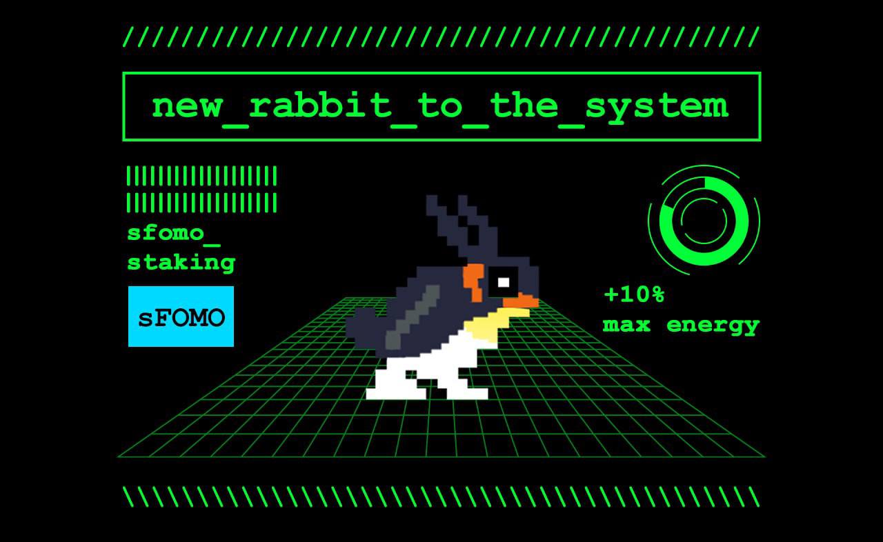 В Fomohash добавили обновленный Rabbit Box - Magic    Получить оттуда можно восполнение и увеличение максимальной энергии, а также нового NFT Кролика-Пенгвина, который повышает вашу максимальную энергию на +10%, а также дает возможность стейкинга в sFOMO  Также не забывайте открывать Rabbit Box, и забирать каждые 4 часа один бокс бесплатно, это поможет существенно повысить восполнение вашей энергии, и получить еще больше $Fomo    ПЕРЕЙТИ: