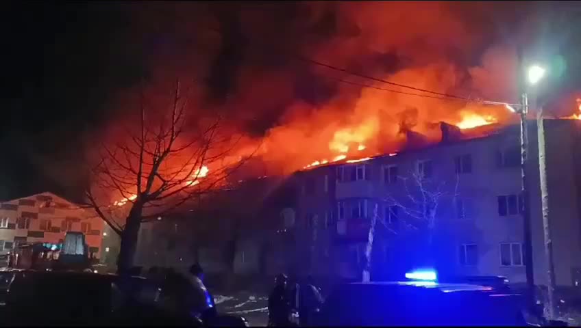 Пожар в Петропавловске-Камчатском: эвакуация жильцов и собаки