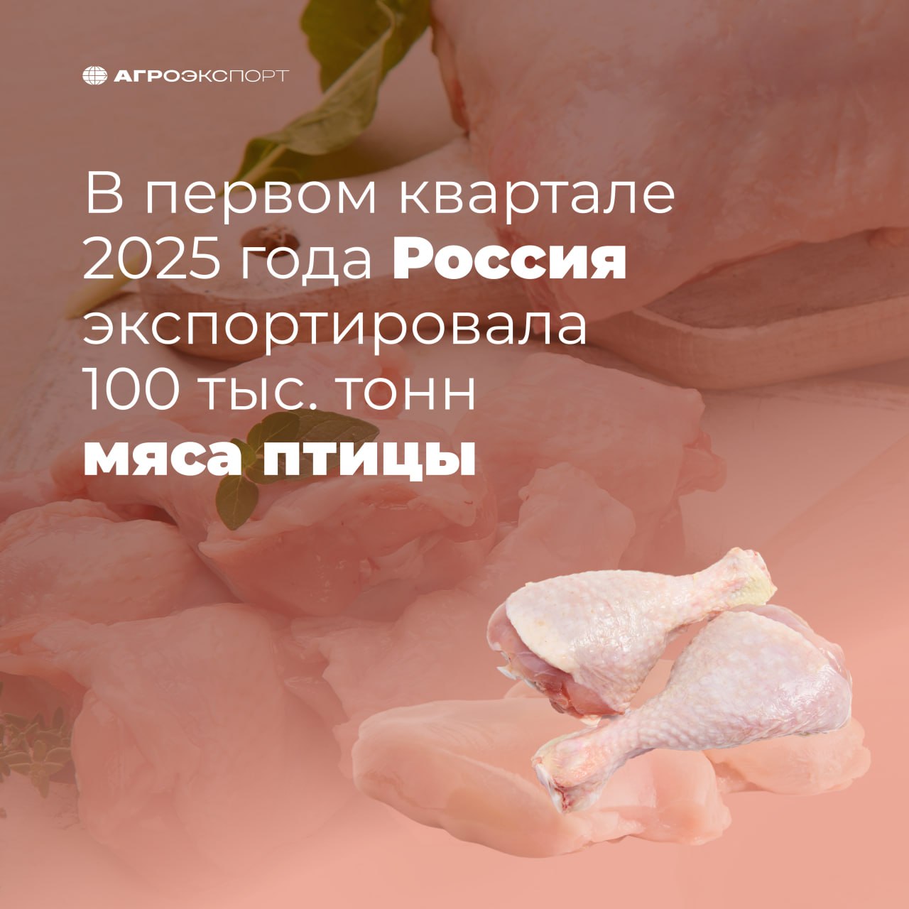 В первом квартале 2025 года Россия экспортировала 100 тыс. тонн мяса птицы По предварительным оценкам, за первые три месяца текущего года Россия поставила на зарубежные рынки 100 тыс. тонн мяса птицы. Относительно аналогичного прошлогоднего периода показатель увеличился на 28%. Экспортная выручка выросла на 39% и превысила 200 млн долл. «В начале 2025 года позитивную динамику показывает экспорт всех основных категорий сегмента. Так, отгрузки куриного мяса и субпродуктов за год увеличились на 28% до 91 тыс. тонн , мяса и субпродуктов индейки – на 25% до более 8 тыс. тонн , мяса и субпродуктов утки – на 31% до 552 тонн », – отмечает руководитель Федерального центра «Агроэкспорт» Илья Ильюшин. Крупнейшим покупателем отечественного мяса птицы остается Китай: в январе-марте в эту страну из России поставлено 39 тыс. тонн – на 18% больше января-марта 2024 года. Второй импортер – Саудовская Аравия. По итогам первого квартала отгрузки в королевство продемонстрировали рост на 64%, до 21 тыс. тонн. На третьем месте находится Казахстан с объемом 11 тыс. тонн +11% к январю-марту 2024 года . Наряду с увеличением объемов произошло расширение географии поставок. Если в первом квартале 2024 года отгрузки мяса птицы осуществлялись в 50 стран, то в январе-марте 2025-го – в 55. Подробнее прочитать об экспорте мяса птицы, включая комментарии экспертов, можно на сайте «Агроэкспорта». #агроэкспорт #мясоптицы