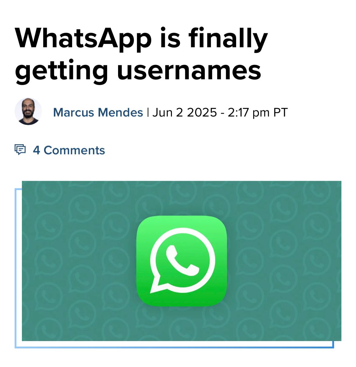 В WhatsApp появятся юзернеймы, которые можно использовать вместо телефона. При выборе имени будет несколько правил: • Использовать минимум одну букву • Длина юзернейма от 3 до 30 символов • Доступны только латиница, цифры, точки и подчёркивания • Запрещено использовать символы для разделения юзернейма, если аналогичное имя уже занято • Юзернейм нельзя начинать с «www» и заканчивать на домен например, «com» Сейчас функция проходит бета-тестирование. Для всех пользователей она станет доступна со следующим обновлением iOS. Охотники за юзернеймами на низком старте и готовятся забирать имена брендов Флешка с трендами
