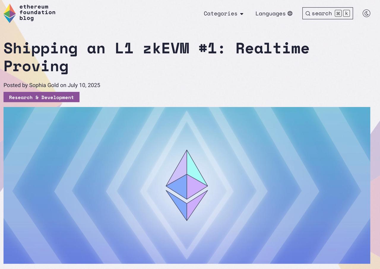 ⏺ Ethereum готовит крупное обновление — с фокусом на приватность и децентрализацию ZK-доказательства скоро станут частью основной сети Ethereum. Технология позволит валидаторам проверять блоки быстрее, не выполняя каждую транзакцию. Таким образом, участие в сети станет доступнее, особенно для соло-стейкеров, а сама сеть — более устойчивой к цензуре. Начни торговать криптовалютой на Bybit Крипто Вестник Подписаться
