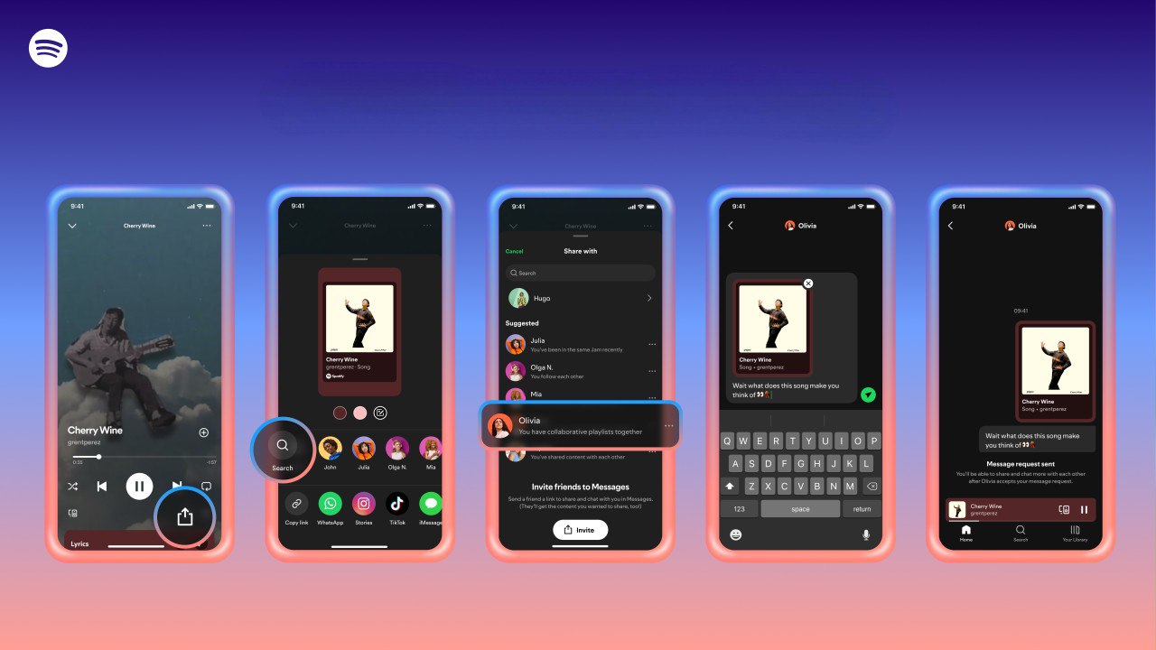 В Spotify появится полноценный мессенджер Компания заявила что функция внедрена по многочисленным просьбам трудящихся для большего удобства в обмене музыкой Теперь можно в несколько нажатий поделиться понравившимся треком или подкастом чтобы обсудить его с другом в личке Мессенджер будет ловить на парковке защищён шифрованием по отраслевому стандарту Rozetked Подписаться