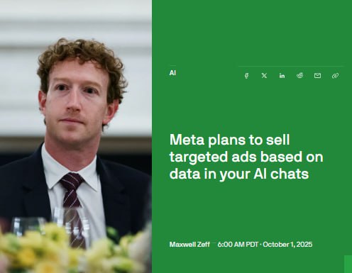 Meta запускает новую систему продажи рекламы используя данные из разговоров с ИИ ботами Если в диалоге с Meta AI вы упомянете например походы уже скоро вам начнут показывать рекламу снаряжения и экипировки Такой подход похож на то как сейчас работает реклама в Facebook и Instagram Нововведение вступит в силу 16 декабря и охватит весь мир кроме Южной Кореи ЕС и Великобритании где законы запрещают сбор таких данных признана в РФ экстремистской