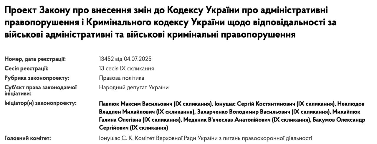 В Раде предлагают смягчить наказание для военных за отказ выполнять приказ Правоохранительный комитет рассмотрит законопроект 13452 авторства своего председателя Ионушаса и других депутатов Им предлагается дать суду возможность назначать более мягкое наказание чем от 5 до 10 лет тюрьмы или наказание с испытательным сроком за совершение военнослужащим неповиновения Это касается также СЗЧ и дезертирства Сайт Страна X Twitter Прислать новость фото видео Реклама на канале Помощь