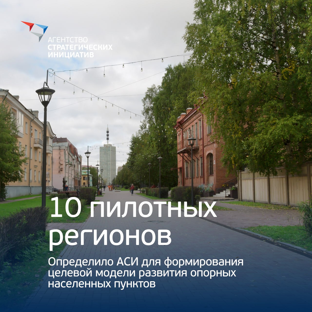 Определено 10 регионов для пилотирования Целевой модели развития опорных населенных пунктов ОНП АСИ сформирует целевую модель развития разных типов опорных населенных пунктов. Она позволит выбрать сценарии развития конкретных ОНП и составить планы мероприятий по направлениям: жилищная политика предоставление коммунальных услуг и благоустройство развитие транспорта и дорожной сети модернизация социальных объектов В число пилотных регионов вошли: Архангельская, Иркутская, Калининградская, Кемеровская, Смоленская, Челябинская области, Республика Башкортостан и Республика Крым, Ставропольский и Хабаровский край. АСИ вовлечет их команды в разработку целевой модели развития различных типов ОНП. Для них также организуют обучающую программу. Предлагаем также ознакомиться с Атласом сервисно-инфраструктурных решений для городов, разработанным АСИ. #РазвитиеОНП