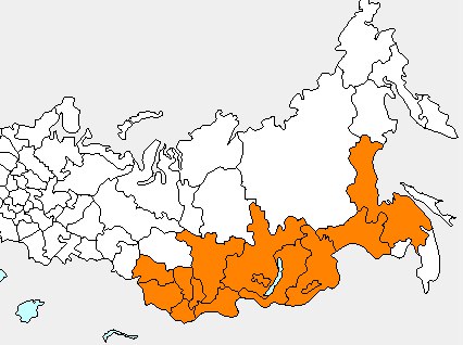 Жители Европейской России ждут,  не дождутся жаркой погоды, а на юге Сибири и Дальнего Востоке жара стала утомительной. На карте показаны области, где максимальная температура воздуха превышает 30 градусов.  23 июня в Читинской области воздух раскалился до 37 градусов. Но в конце 19 века было и жарче,  в Чите в 1898 году температура достигала  +41 градуса. В ближайшие сутки в Новосибирской области жара спадет, а в Забайкалье средняя суточная температура воздуха останется выше нормы на 6-8 градусов. Эта территория останется в теплой части циклона с центром над севером Красноярского края.