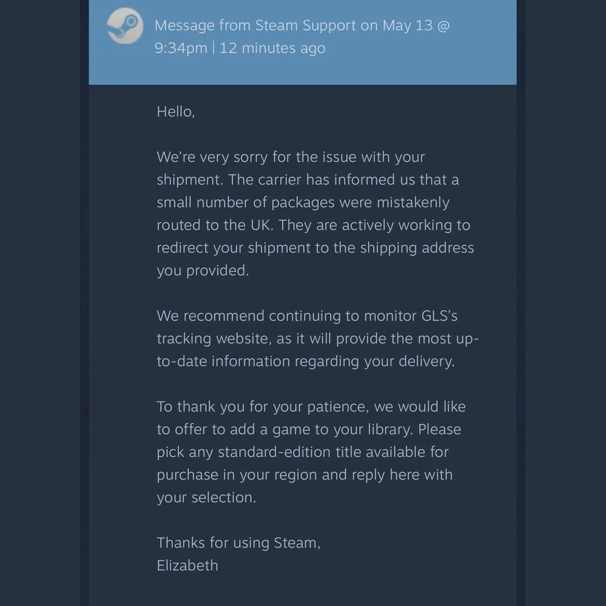 Yet Another Valve W в качестве извинений студия предложила любую игру в Steam человеку у которого возникли проблемы с доставкой Steam Controller В комментариях сразу же появились люди с похожими ситуациями которым выдавали игры за проблемы со Steam Deck Controller и т д Хотелось бы увидеть Blizzard Controller с их двухлетними паузами между ответами в поддержке