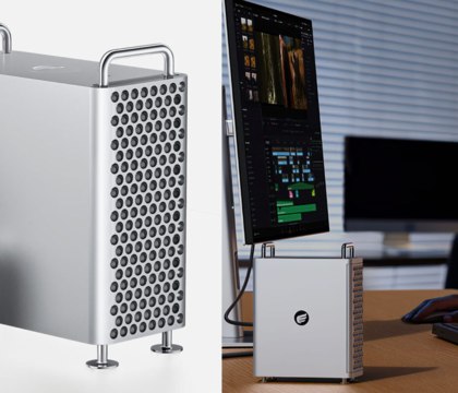 ORICO представила мини ПК OmniPro с процессором Ryzen 8845HS и дизайном в стиле Apple Mac Pro Компания ORICO официально представила мини ПК под названием OmniPro отличающийся весьма любопытным дизайном С точки зрения внешнего вида он похож на сильно уменьшенную версию профессиональной рабочей станции Apple Mac Pro Габариты новинки составляют 139 61 185 мм что в пять раз меньше показателей Mac Pro