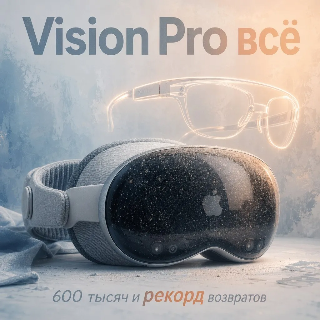 Vision Pro всё Apple сворачивает разработку новых моделей шлема По данным MacRumors даже обновление до чипа M5 не помогло за всё время продали всего 600 тысяч штук а количество возвратов побило рекорд среди всех продуктов компании Недорогую версию Vision Air тоже отменили команду распустили по другим отделам Забавно что новый глава Apple Джон Тернус изначально был против всего проекта но Тим Кук настоял лично Вместо шлема Apple теперь делает лёгкие умные очки с Siri и распознаванием жестов но без дисплея По сути всю наработанную на Vision Pro технологию пытаются упаковать во что то что люди реально захотят носить Посмотрим