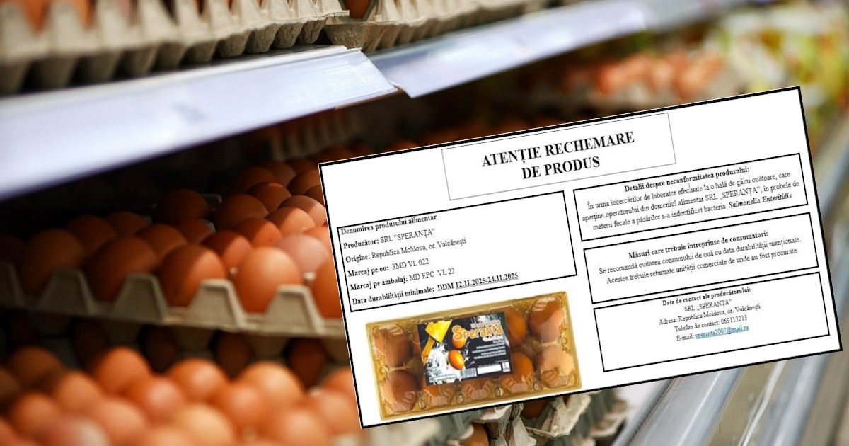 В Молдове изымают с рынка партию куриных яиц Агентство по безопасности пищевых продуктов ANSA выявило в них бактерии сальмонеллы Salmonella Enteritidis Опасная бактерия была обнаружена в ходе лабораторных проверок на одной из птичьих ферм специализирующейся на производстве яиц   Под отзыв попадает партия с маркировкой на скорлупе 3MD VL 022 а на упаковке MD EPC VL 22 Производитель SRL SPERANȚA Срок годности продукции с 12 по 24 ноября 2025 года Власти призывают покупателей не употреблять яйца из указанной партии и вернуть их в места покупки