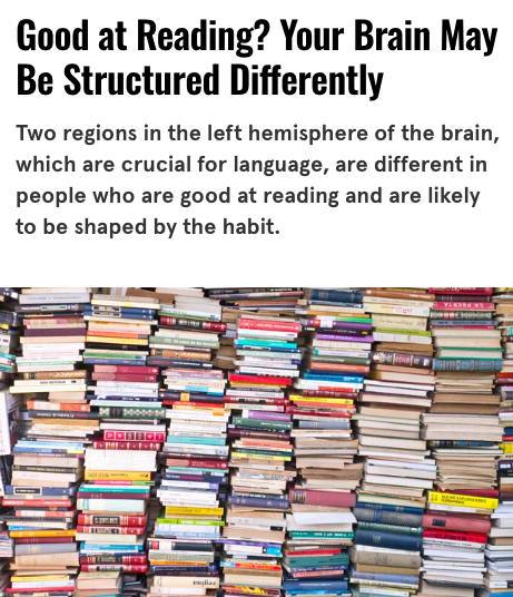 Официально: читающие люди умнее тех, кто залипает в Тиктоке. Учёные проверили мозг 1000 человек и сделали такие выводы:  — Мозг реально развивается, когда вы читаете. Даже если это фанфики по любимой вселенной; — У любителей книжек крупнее височная доля и извилина Гешля: обе области отвечают за грамотную речь и умение быстрее воспринимать информацию; — Чем реже вы открываете книги, тем выше риск низкого когнитивного развития и тем сложнее влиться в социум; — Учёные советуют читать хотя бы одну простенькую книгу в месяц.    Подписаться /