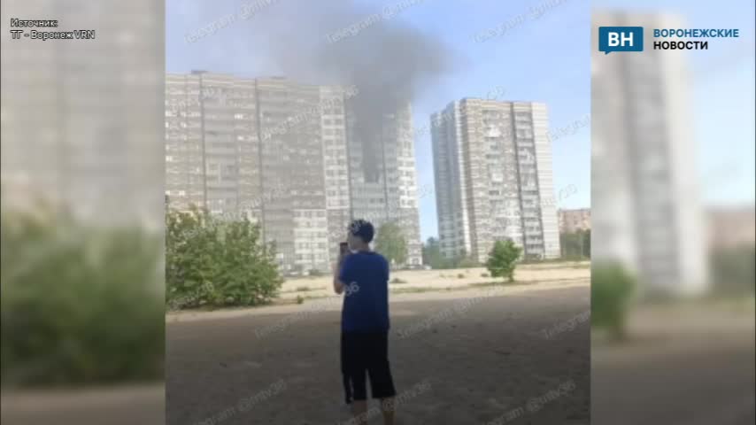 Пожар на девятом этаже жилого дома в Воронеже