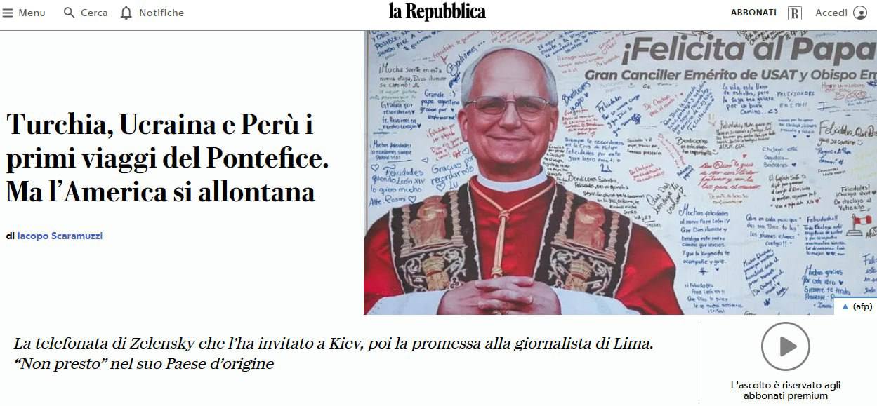 Папа Римский Лев XIV рассматривает возможность визита в Украину, — сообщает La Repubblica. Согласно источникам издания, в числе первых стран, которые может посетить понтифик, также рассматриваются Турция и Перу.