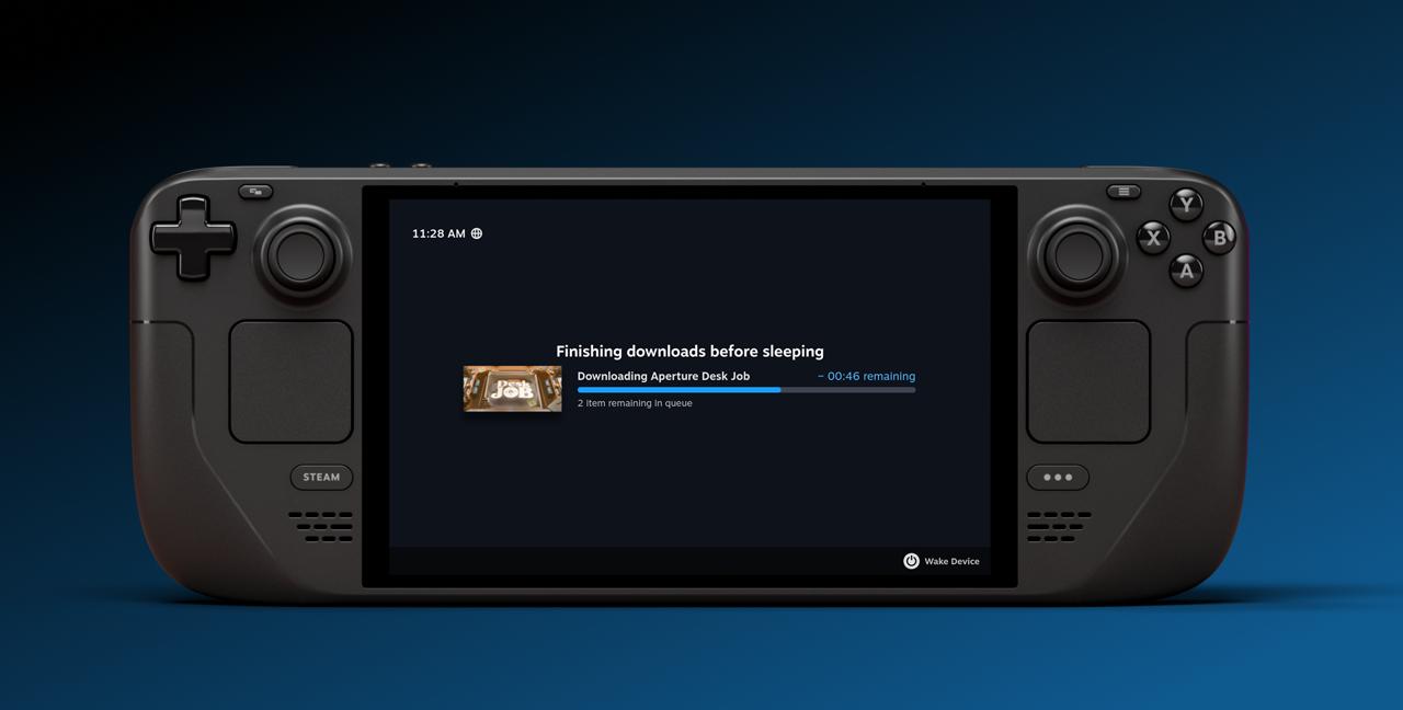 В Steam Deck добавили новую функцию теперь он может загружать обновления с отключенным экраном в режиме сниженного энергопотребления Опция включена по умолчанию Портативный ПК сам перейдет в такой режим если оставить его без дела в процессе скачивания а при нажатии на кнопку питания будет спрашивать нужно ли завершить все загрузки А если аккумулятор Steam Deck разрядится до 20 когда он еще не закончил скачивать обновления то устройство автоматически перейдет в спящий режим Кинопоиск Игры