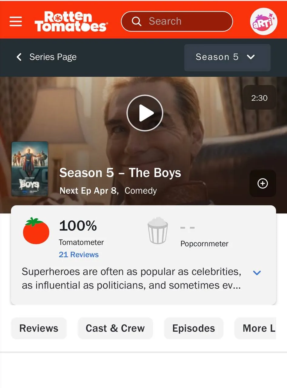 Финальный сезон сериала Пацаны получил 100 рейтинг на Rotten Tomatoes ДомЗнаменитостей