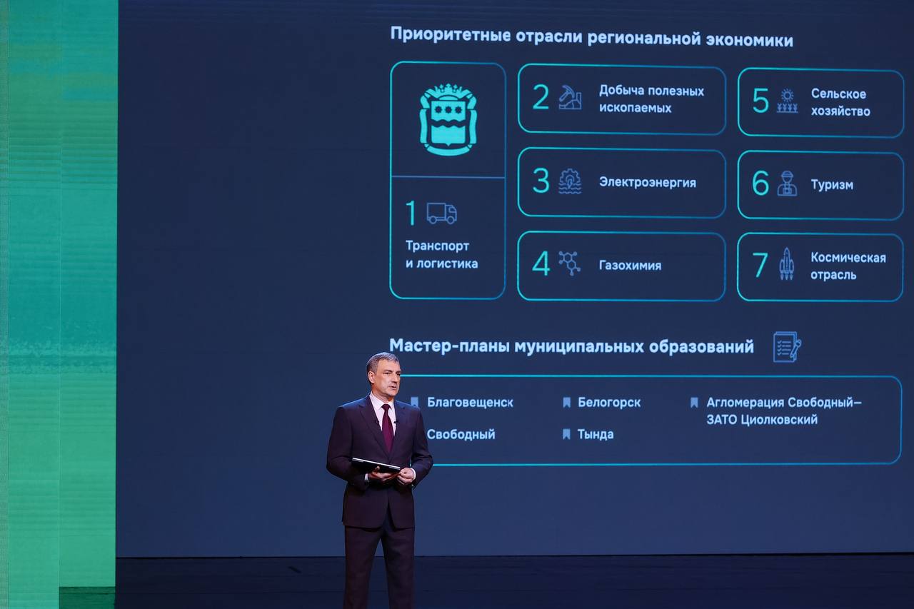 Область больших проектов: губернатор Василий Орлов рассказал о стратегии развития Приамурья ВРП Амурской области впервые в истории достиг триллиона рублей, в ближайшие годы регион выйдет в лидеры по газохимическому производству и добыче угля, начнет строительство нового железнодорожного моста через Амур и запустит уникальную канатную дорогу между Благовещенском и Хэйхэ. И главное — выполнит поручение президента по созданию Центра российско-китайского делового сотрудничества федерального уровня. Об этом и многом другом сегодня, 22 мая, рассказал губернатор Амурской области Василий Орлов во время своего ежегодного отчета перед Заксобранием. Главные отрасли и проекты, которые изменят жизнь области →