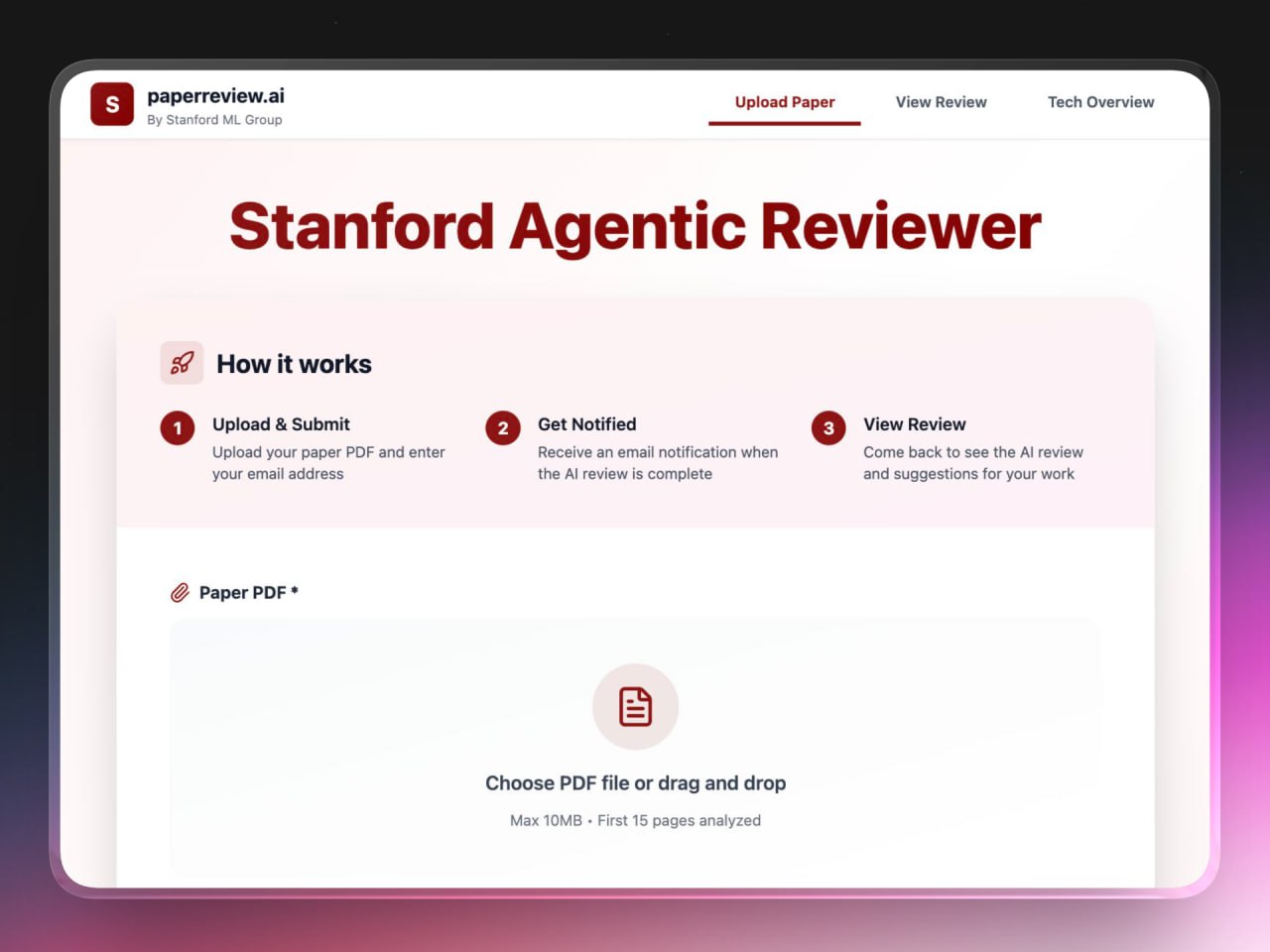 ИИ проверка курсовых от основателя Coursera Появился ИИ сервис Stanford Agentic Reviewer от основателя Coursera Эндрю Ына который проверяет курсовые и дипломы до того как вы отправите их научнику или рецензенту Он находит слабые места в работе подсказывает что доработать и помогает довести текст до более академичного уровня Русскоязычные работы понимает без проблем но сам отзыв вы получите на английском зато детальный и по делу На анализ у сервиса уходит примерно один день и это всё равно быстрее чем ждать проверки от профессора Тестить тут новости dailyprompts