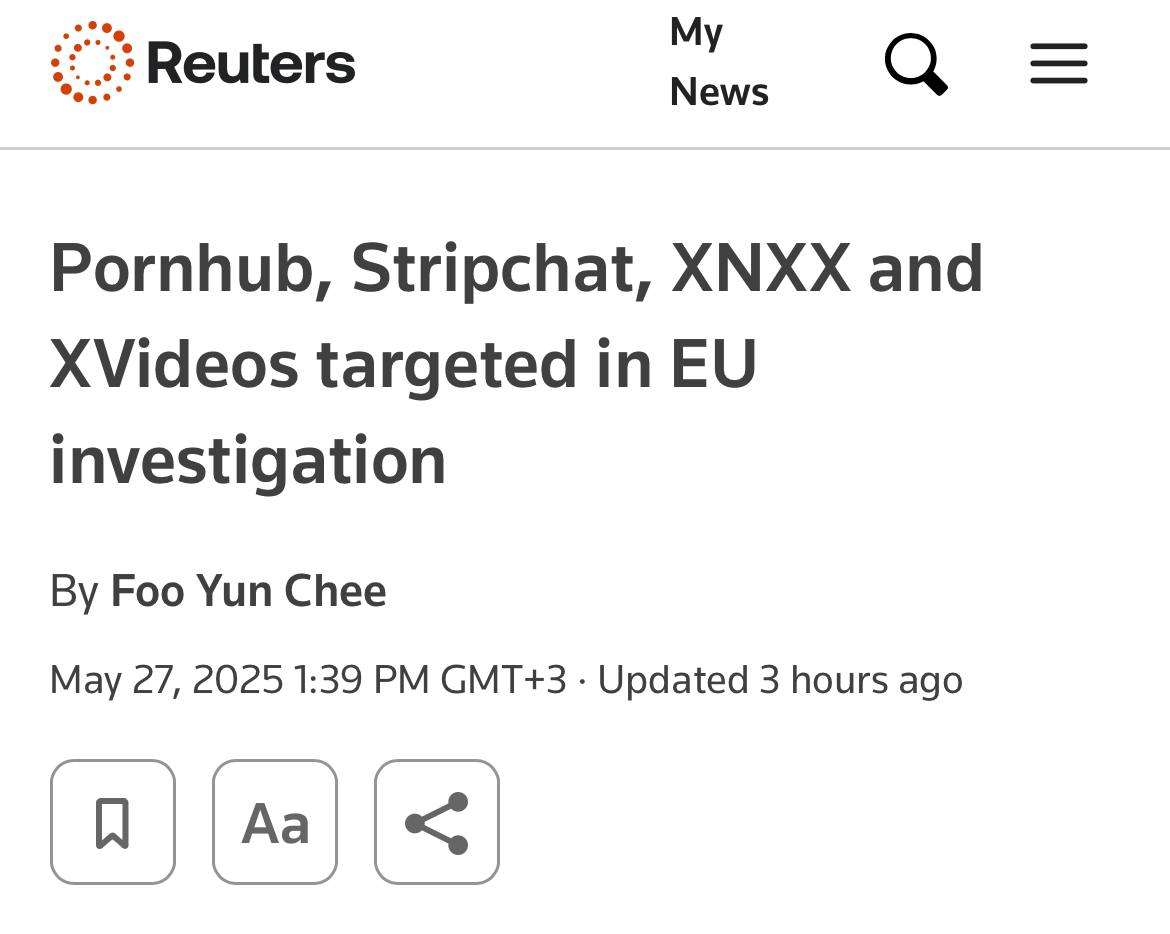 ЕК считает ненадежной проверку возраста на Pornhub, XNXX и XVideos Еврокомиссия начинает расследование в отношении крупнейших порноплатформ — Pornhub, XNXX и XVideos. В ЕК предполагают, что компании не принимают достаточных мер для оценки рисков и защиты несовершеннолетних от контента для взрослых, сообщает Reuters. «Все платформы используют проверку возраста одним щелчком мыши на своих страницах входа», — отметил представитель Еврокомиссии. По словам еврокомиссара вопросам цифровых технологий, технологического суверенитета и безопасности Хенны Вирккунен, «онлайн-пространство должно быть безопасной средой для обучения и общения детей», и для Брюсселя это приоритет. Порноплатформам может грозить штраф в размере до 6% от их мирового годового оборота