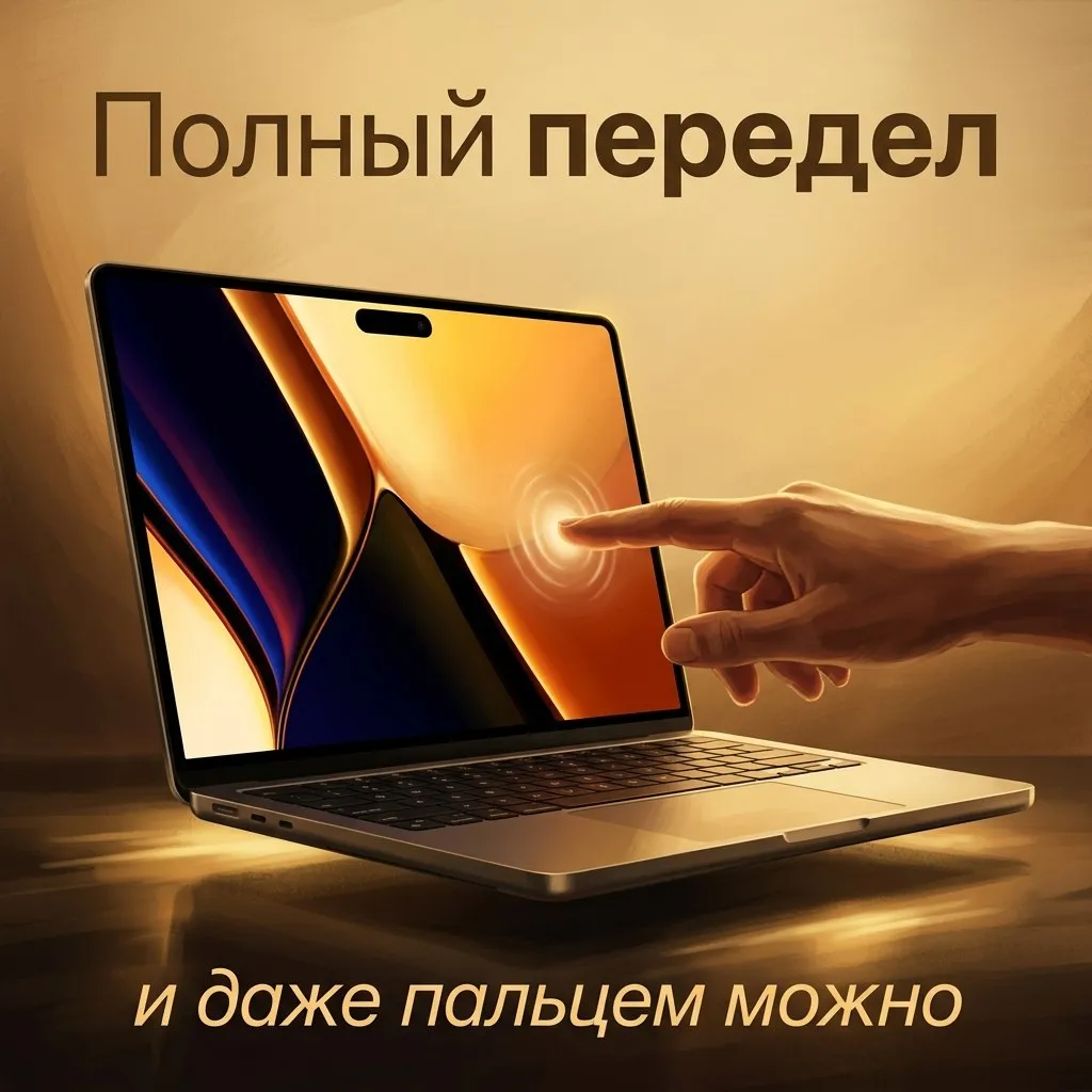M6 MacBook Pro шесть новых фич которые обещают этой осенью Apple готовит полный редизайн MacBook Pro первый с 2021 года Bloomberg называет его тотальным тоньше легче но судя по всему без жертв в духе старых макбуков где убрали всё что можно ради миллиметра толщины Главное по пунктам OLED экран впервые на маке Настоящий чёрный контраст как на айфонах и айпадах Тачскрин тоже впервые Не вместо клавиатуры а как дополнение macOS 27 адаптируют под пальцы Dynamic Island вместо выреза Камера прячется в островок как на айфоне Новые чипы M6 M6 Pro и M6 Max Возможно сотовая связь Apple тестирует свой модем второго поколения и мак может стать первым ноутбуком компании с мобильным интернетом на борту Если хотя бы половина из этого окажется правдой это будет самое большое обновление макбука за последние пять лет