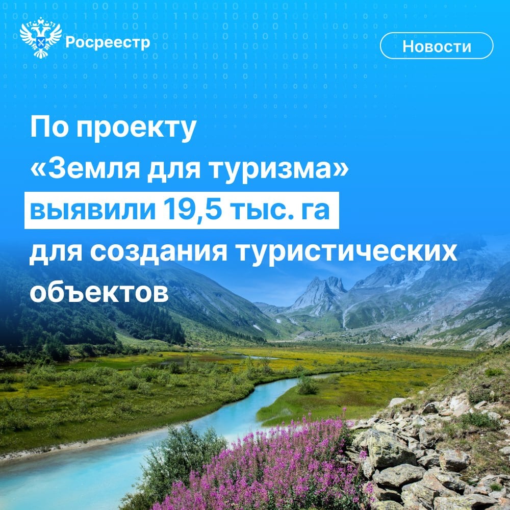 Туризм в России продолжает активно развиваться. Люди всё чаще выбирают путешествия по стране, чтобы познакомиться с её богатой культурой и историей, природными красотами. Поэтому очень важно продолжать заниматься развитием туристических территорий. Помогает в этом, в том числе, проект Росреестра «Земля для туризма».    С момента его запуска выявлено 1174 земельных участка и территории общей площадью 19,5 тыс. га, определено 929 объектов туристического интереса. В оборот вовлечено 110 участков и территорий площадью 729 га.    В декабре 2024 года сервис «Земля для туризма» переехал на единую цифровую платформу «Национальная система пространственных данных». Ознакомиться с информацией о свободных участках и подать заявление на их получение может любой желающий, в том числе потенциальные инвесторы.     Добавим, что с момента запуска нашего проекта поступило 984 уведомления от физических и юридических лиц, заинтересованных в предоставлении 303 участков общей площадью более 3 тыс. га.  #Росреестр #ЗемляДляТуризма #НСПД