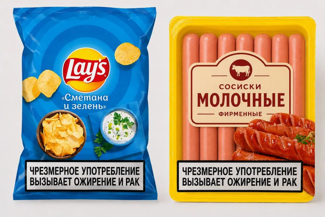 Общественные организации предлагают ввести предупреждающую маркировку ультрапереработанных продуктов по аналогии с той что используется на сигаретах Инициатива также включает предложение ограничить или запретить ряд пищевых добавок В частности обсуждается запрет Е171 который применяется при производстве чипсов и некоторых блюд фастфуда GPT 4