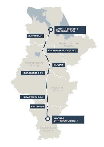 Минтранс планирует до конца года закрыть сделку по ВСМ Москва – Петербург  "Мы идём чётко по графику. До конца 2024 года должно состояться финансовое закрытие [сделки]", — заявил глава Минтранса Роман Старовойт.  Как отметил министр, ВСМ Москва – Петербург позволит разгрузить существующую железную дорогу, а также раскрыть дополнительный потенциал грузоперевозки в сторону портов Северо-Запада в объёме минимум 30 млн тонн.
