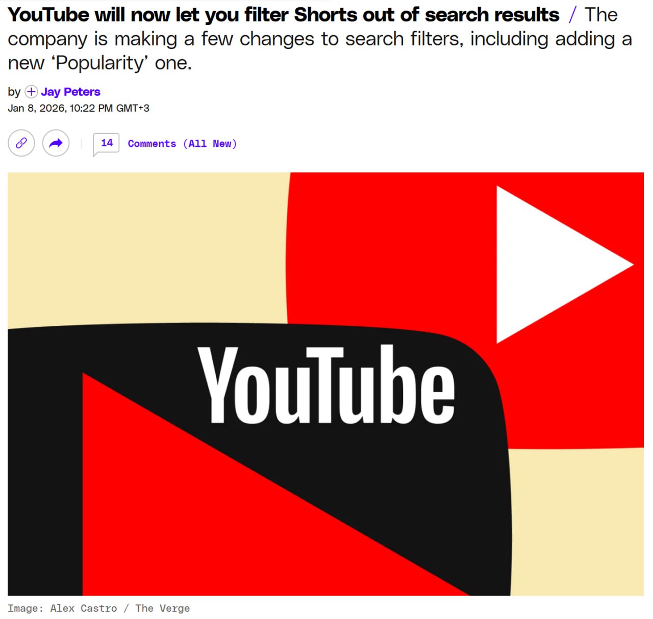 YouTube тихо обновил поиск и теперь им наконец можно пользоваться без боли В выдаче разрешили отдельно искать обычные видео или только Shorts чтобы короткие ролики не лезли туда где ты вообще то пришёл за нормальным контентом Заодно добавили сортировку по популярности а вот фильтры по дате и рейтингу убрали в YouTube признались что они работали не так как ожидалось   Подписаться Дать буст Предложка