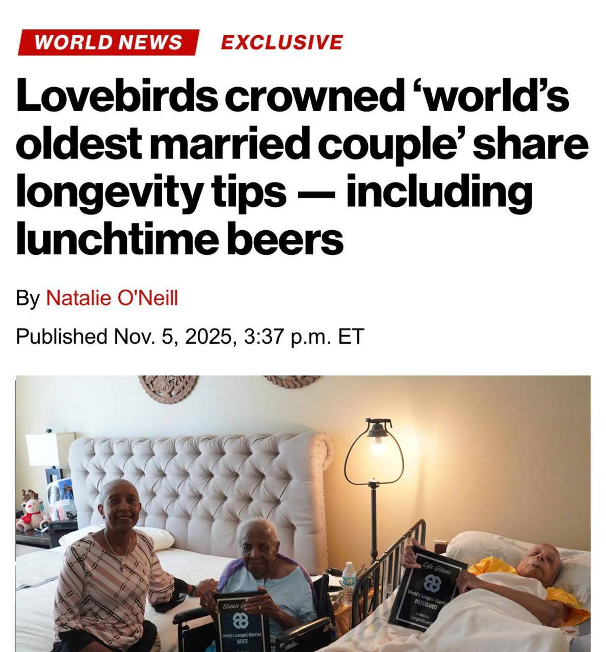 Секрет долголетия и счастливых отношений пиво и вкусная еда К такому выводу пришли два долгожителя которые живут вместе уже 83 года 107 летняя Элеонора и 108 летний Лайл попали в Книгу рекордов Гиннеса как самая пожилая пара Своим секретом они назвали традицию вместе готовить вкусности под бокал пива или алкогольного коктейля investingcorp