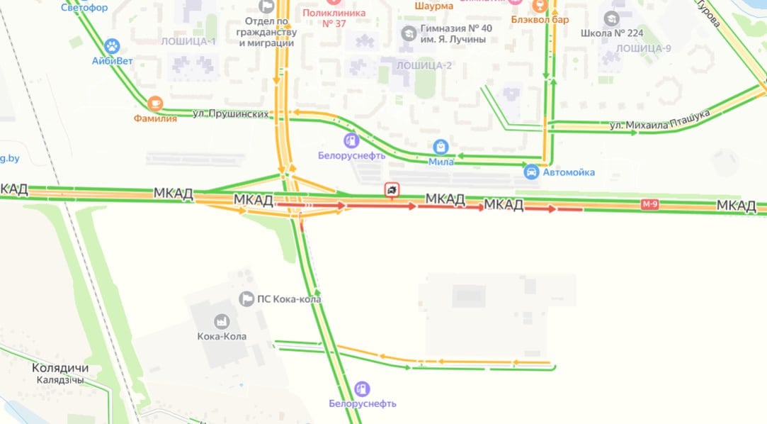 Из-за ДТП в районе 18-го км внешнего кольца МКАД затруднено движение со стороны Игуменского тракта в направлении ул. Ташкентской.  Учитывайте информацию при выборе маршрута.  «Минск-Новости» MINSKNEWS.BY Telegram Viber FB  VK Inst TikTok  YouTube