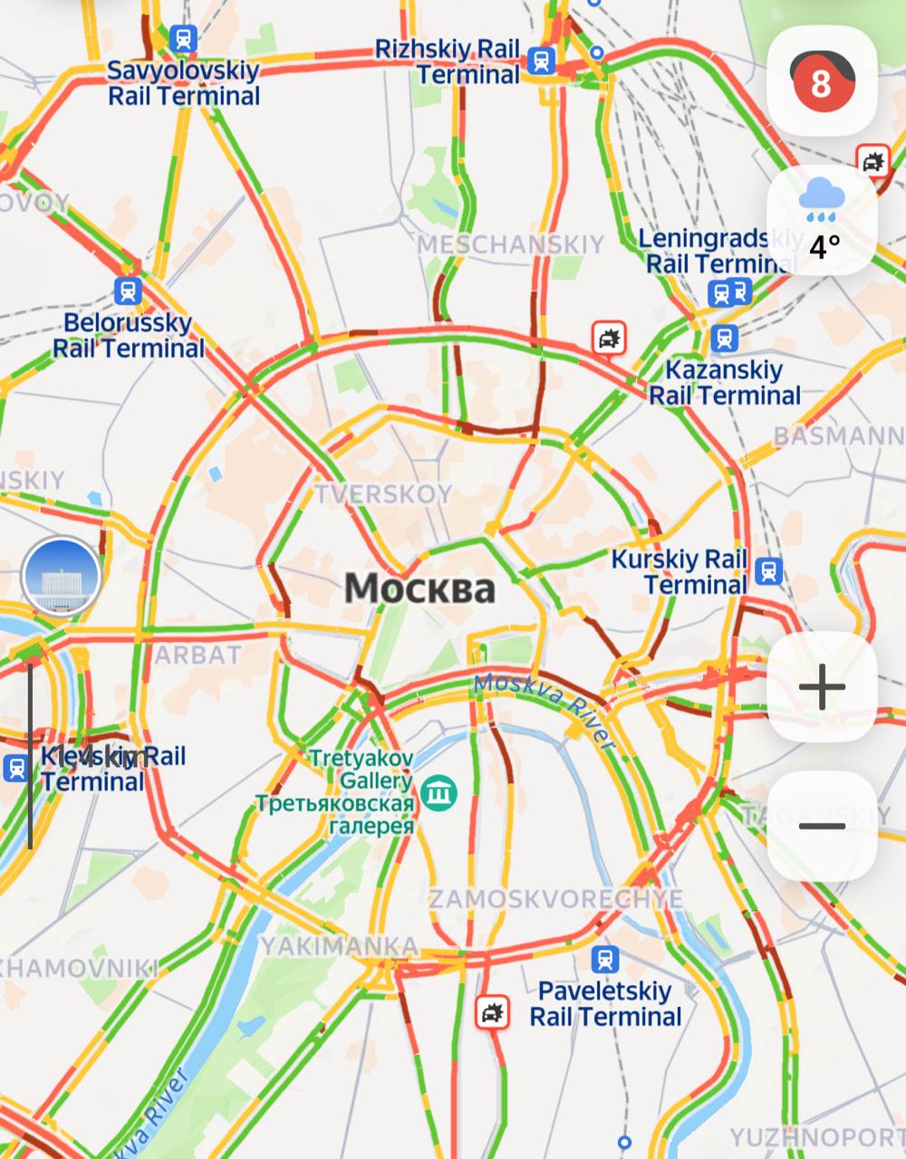8 балльные пробки в Москве   Первый Московский