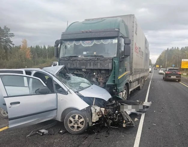 Водитель иномарки погиб в ДТП с грузовиком на «Магистральной» автодороге   Полиция Ленинградской области проводит проверку по факту ДТП со смертельным исходом с участием грузовика и иномарки во Всеволожском районе. Как сообщили в региональном ГУ МВД, тяжелая авария произошла в районе 16:00 накануне, 7 октября, на 121-м километре автодороги «Магистральная».  Госавтоинспекция установила, что 33-летний водитель Mitsubishi, выезжая со второстепенной дороги, не уступил преимущество грузовику Iveco с полуприцепом под управлением 44-летнего водителя, двигавшемуся по главной дороге. В результате столкновения водитель легкового автомобиля от полученных травм скончался на месте, его пассажир, 38-летний мужчина, в тяжелом состоянии госпитализирован. Все подробности произошедшего в настоящий момент выясняет полиция.  Фото: ГУ МВД по Петербургу и Ленобласти