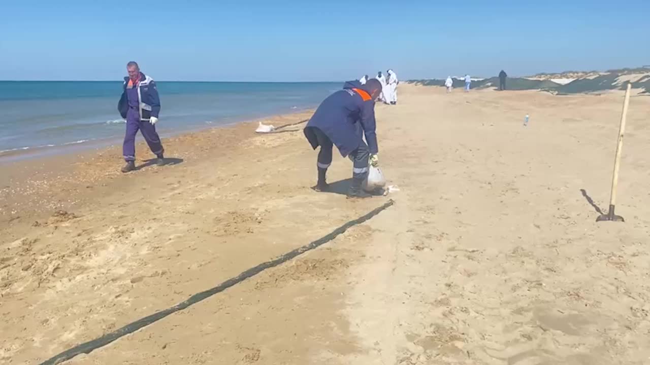 Замена защитных сетей на пляже Витязево для предотвращения загрязнения