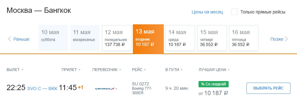 «Аэрофлот» возобновил акцию с распродажей билетов, которая была приостановлена из-за авиационного коллапса во время майских праздников. Новые направления по специальным ценам будут предлагать еще два дня: сегодня и завтра. На данный момент можно купить билеты с вылетом 13 и 14 мая. Например, есть интересные предложения на зарубежных маршрутах. Улететь из Москвы в Гуанчжоу, Бангкок и на Пхукет можно за 10 тыс. руб. За эту же сумму есть варианты из Санкт-Петербурга в Санью и из Сочи в Анталью. Подробнее на ТурДоме.