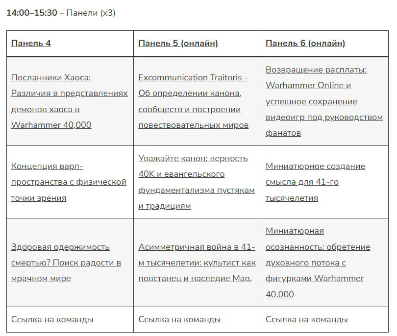 В Германии состоялась «первая в мире академическая конференция, посвящённая всему, что связано с Warhammer» — на конференции в Гейдельберге ученые немецкого университета разбирали различные аспекты лора Warhammer 40K  В общей сложности, было представлено более 50 презентаций. Среди выступающих были: теоретики, философы, естествознатели и фантасты.   В частности, биологами разбиралась тема: «Ксенобиологии тиранидов в сравнении с реальными общественными насекомыми». А «Средневековыми корнями бесконечного крестового похода Warhammer 40,000» — занимались историки.  Организаторы конференции пообещали выложить записи всех панелей в общий доступ.  КИБЕРФРОНТ.