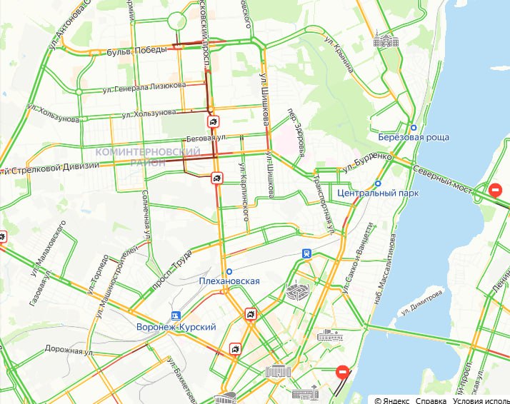 Московский проспект и центр города сковали пробки Причина – наличие нескольких ДТП. Сложней всего ситуация на МП – там затор растянулся на 2 км. На перекрестке улиц Кольцовской и Плехановской столкнулись два авто. Успеваете на работу? Большой воронежский. Подписаться
