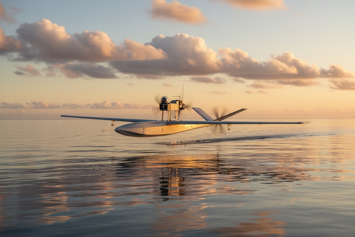 ЗАПАТЕНТОВАН БПЛА РАЗВЕДЧИК КОРАБЕЛЬНОГО БАЗИРОВАНИЯ С ПОСАДКОЙ НА ВОДУ Специалисты Черноморского высшего военно морского ордена Красной Звезды училища им Нахимова разработали разведывательный беспилотник корабельного базирования способный выполнять посадку на воду для дальнейшего самостоятельного движения и маневрирования Беспилотник сконструирован по схеме фюзеляжа в виде лодки оснащенного герметичными отсеками для размещения бортового оборудования Конструкция включает аэродинамические элементы такие как крыло специальной формы с интегрированными поплавками V образное хвостовое оперение для улучшенной маневренности и пилон с силовой установкой расположенный над фюзеляжем Кроме того разработка обладает как электродвигателем так и двигателем внутреннего сгорания что позволяет увеличить время полета БПЛА Согласно документу с помощью разработанного беспилотника возможно производить осмотр водного пространства с высоты 2 тыс м в полосе до 5 км при использовании оптико электронной полезной нагрузки и до 20 км при использовании радиолокационной станции с синтезированной апертурой с возможностью дополнительной классификации цели В описании к изобретению уточняется что после выполнения задания и выработки топлива БПЛА возвращается в район нахождения корабля и осуществляет посадку на воду после чего подходит к борту корабля своим ходом Источник ТАСС времявперёд