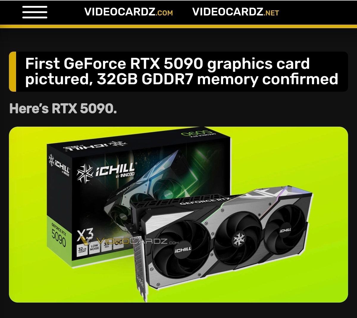 Теперь официально: NVIDIA выкатили первые снимки свежей RTX 5090. Даже внешне это космос.  Внутри 32 ГБ памяти GDDR7, а стоимость видеокарты, если верить экспертам, начнётся с $2.600  287.000 рублей .  Продажи стартуют уже скоро, а именно 7 января.  Тиммейты, готовим почки.