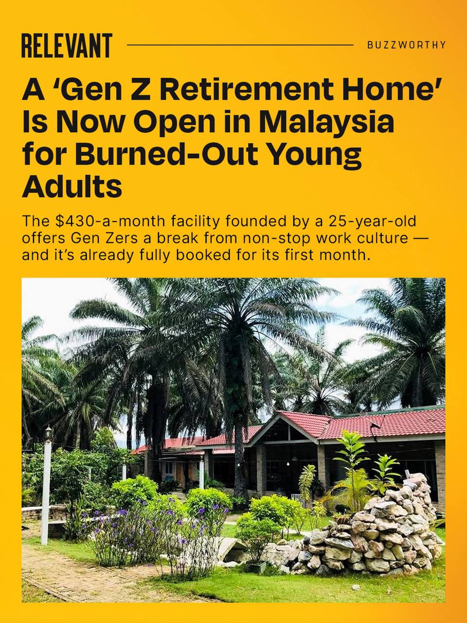 В Малайзии открыли Дом престарелых для выгоревших зумеров Его так и называют Дом для молодёжи на пенсии Концепция заведения предлагает месячный отдых от капитализма суеты и достижения целей За 430 молодые люди могут пожить в тихом окружённом природой комплексе и заниматься ничегониделанием В цену входит проживание трёхразовое питание возможность наблюдать за утками Там нет расписаний семинаров и никаких других дел для продуктивности Постояльцы высыпаются до скольки хотят а потом просто прокрастинируют Все мы в некотором смысле находились в доме престарелых на эти новогодних