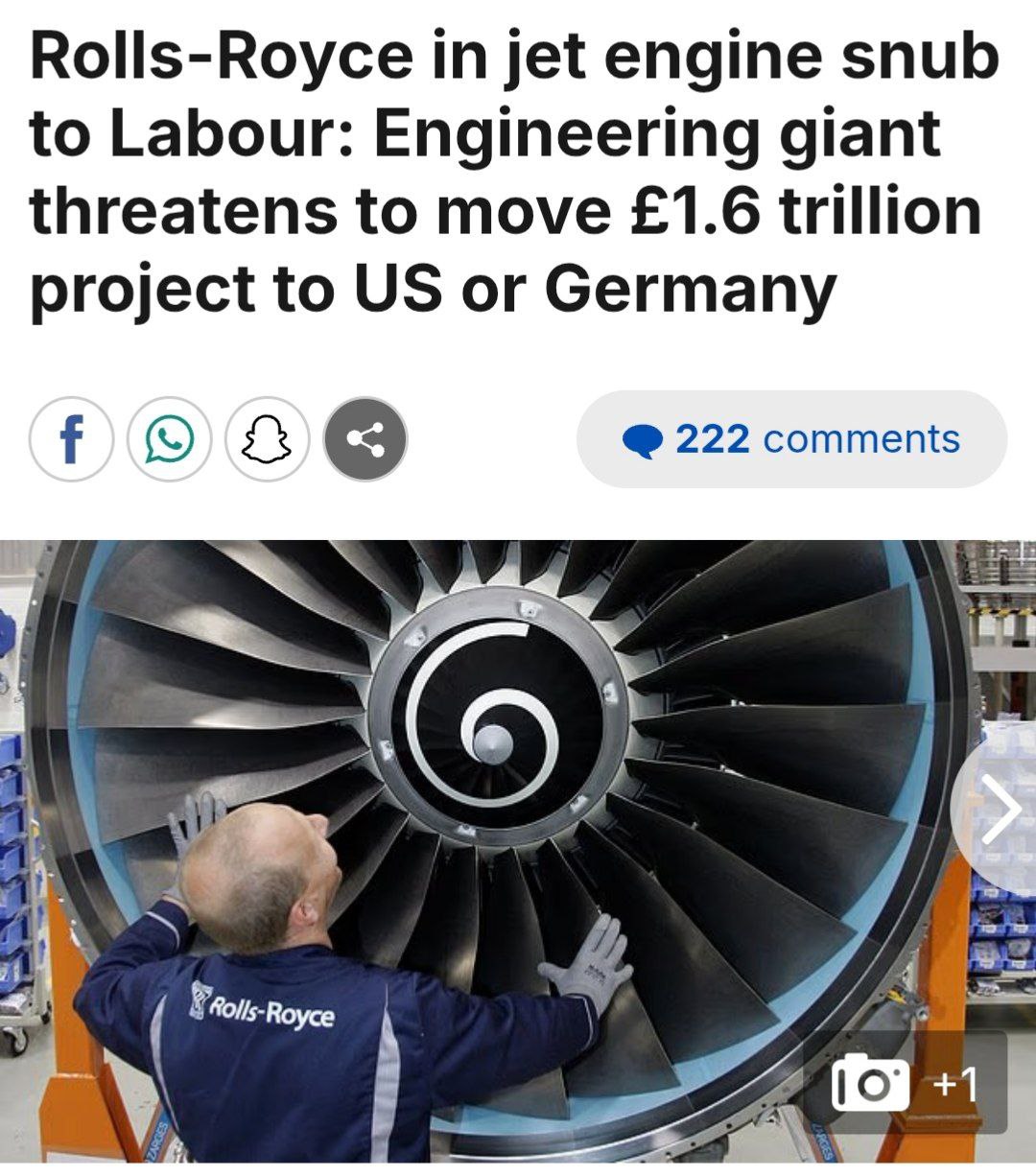 Rolls Royce изучает перенос разработки реактивных двигателей Британский производитель авиационных реактивных двигателей Rolls Royce рассматривает возможность переноса части проекта стоимостью около 1 6 триллиона фунтов стерлингов 2 15 трлн USD вместе с примерно 40 тысячами высококвалифицированных сотрудников из Соединенного Королевства в США либо Германию Причина новая экологическая политика британского правительства связанная с целью достижения углеродной нейтральности которую критики считают обременительной для бизнеса компании investing investing