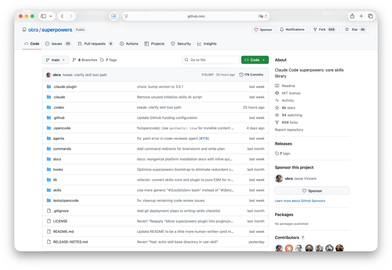 Разработчики активировали суперсилы ИИ агентов На GitHub появилась новая библиотека упрощающая создание технологичных проектов с помощью ИИ ботов Теперь одной командой можно организовать структурирование разработки составление тестов и проведение детального код ревью Поддерживаются такие платформы как Claude Code Codex и OpenCode Подробности и трансформация агентов в суперпрограммистов здесь DeepTechNET Канал про тренды из мира IT технологий нейросетей и бизнеса