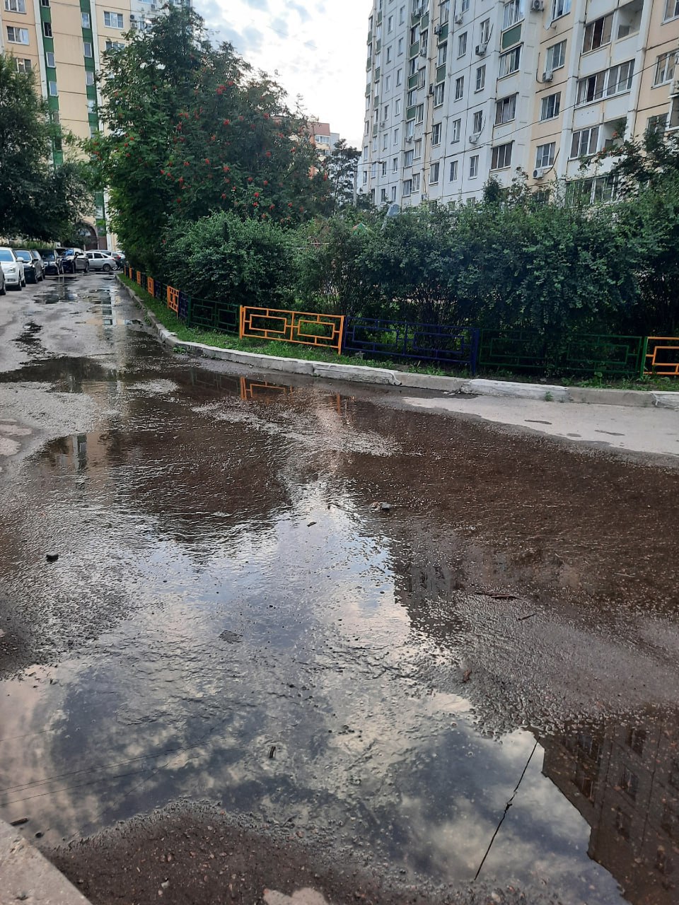 На улице Ломоносова в Воронеже третий неделю бьет фонтан из люка  Между домами №114/19 и №114/31 из коммуникаций уже три недели хлещет вода. Водоканал подтвердил, что аварию зафиксировали еще 21 июля, но ремонт затянулся из-за бюрократии. Оказалось, поврежденный участок водовода не числится на балансе "РВК-Воронеж". Только после получения гарантийного письма от управления ЖКХ коммунальщики смогли приступить к работе. Устранять аварию начнут 1 августа.