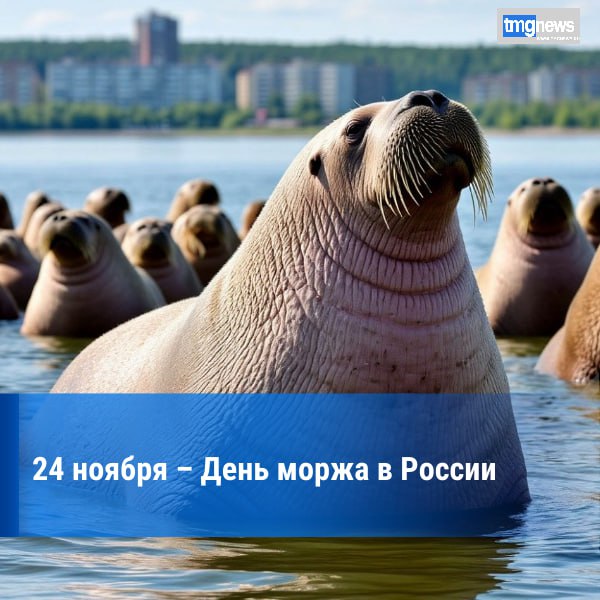 День моржа в России День моржа который отмечается ежегодно 24 ноября был учрежден в 2008 году по инициативе Всемирного фонда дикой природы WWF и Совета по морским млекопитающим Моржи крупнейшие ластоногие обитающие в северном полушарии планеты Земля одни из крупнейших представителей арктической фауны Длина самцов составляет 2 7 4 5 метра самок 2 2 3 7 метра вес взрослых самцов может достигать 2 тонн самок 1 тонны Новорожденный детеныш весит около 70 80 кг и достигает длины 1 2 метра По размерам среди ластоногих моржи уступают только морским слонам В дикой природе моржи живут около 25 30 лет Неповоротливые на суше они очень подвижны в воде Но большую часть времени эти млекопитающие проводят на берегу где стараются держаться большими группами от 10 до нескольких тысяч особей Моржи питаются рачками моллюсками и беспозвоночными а также рыбой Летом и осенью моржи собираются на береговых лежбищах а зимой и весной живут на льдах где самки приносят потомство В природе у моржей всего два естественных врага полярный медведь и косатка которые в основном охотятся на детенышей моржей К сожалению моржи являются объектом браконьерства и охотничьего промысла Шкуры бивни жир и другие части тела млекопитающего издавна использовались в хозяйстве жителями Крайнего Севера Празднование Дня моржа неслучайно назначено на 24 ноября В последние дни осени моржи покидают арктическое побережье Чукотского моря и отправляются на зимовку в Берингов пролив становясь на время своего переселения особенно уязвимыми и нуждающимися в защите Провозгласив этот праздник защитники природы решили таким образом привлечь внимание общественности к проблемам тихоокеанских моржей ведущим к сокращению численности морских млекопитающих Главная проблема экологическая Изменение климата в сторону потепления привело к тому что площадь ледяного покрова Земли в последние годы стремительно уменьшается В результате моржи вынуждены перемещаться со льда на сушу образуя новые береговые лежбища Массовое скопление моржей на таких лежбищах приводит к гибели большого количества молодняка Вторая проблема с которой сталкиваются моржи вторжение людей на их территорию Освоение человеком богатых запасов углеводородов на шельфе Ледовитого океана развитие навигации браконьерство все это ведет к массовой гибели моржей и заставляет защитников природы бить тревогу Тем более что атлантический и лаптевский подвиды тихоокеанского моржа уже сейчас внесены в Красную книгу России Мониторинг моржей одно из самых важных направлений деятельности национального парка Русская Арктика Архангельская область РФ Ежегодные экспедиции дают учёным новые сведения о количестве и местах обитания животного Ведутся и круглогодичные наблюдения с помощью фотоловушек и спутниковых меток Во время экспедиции 2021 года учёные обследовали 34 острова архипелагов Земля Франца Иосифа Новая Земля и остров Виктория и зафиксировали более семи тысяч моржей Сегодня День моржа отмечается во всех арктических регионах России где проводятся тематические просветительские акции и мероприятия Их жители надеются что со временем этот праздник будет столь же известен как например День тигра на Дальнем Востоке или День снежного барса на Алтае В свою очередь экологи призывают людей чаще вспоминать о нашей общей ответственности за сохранение дикой природы океана и более бережно относиться к его обитателям в марте 2023 года Министерство юстиции РФ внесло в список иностранных агентов Всемирный фонд природы 21 июня 2023 года Генпрокуратурой РФ WWF был объявлен нежелательной организацией WWF ранее назывался Всемирным фондом дикой природы По данным calend ru Фото Шедеврум