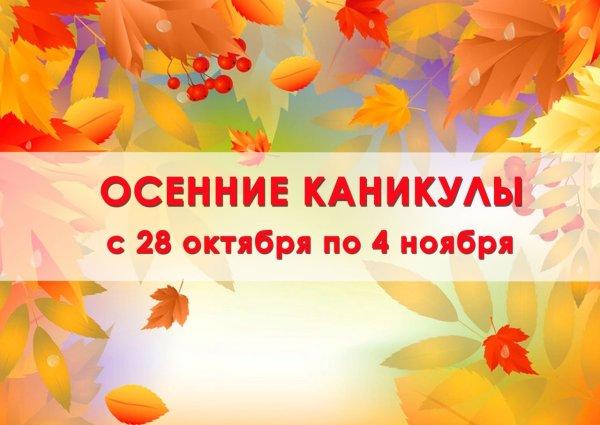 У школьников Алтайского края начались осенние каникулы    По рекомендации Минпросвещения России осенние каникулы у школьников пройдут с 28 октября по 4 ноября.    Во время каникул для учащихся будет организована работа кружков, творческих объединений и спортивных секций на базе школ. Учреждения дополнительного образования: Региональный центр выявления и поддержки одаренных детей в Алтайском крае «Талант 22», центр детского отдыха, туризма и краеведения «Алтай», краевой экологический центр, Российское движение детей и молодёжи «Движение первых» и Алтайский краевой дворец творчества детей и молодежи проведут профильные смены, конкурсы, форумы и сборы.    С 28 октября по 5 ноября каждый может пройти региональную онлайн-викторину «Вместе мы – Россия!», посвященной Дню народного единства, по ссылке:      Подробнее с мероприятиями можно ознакомиться здесь: