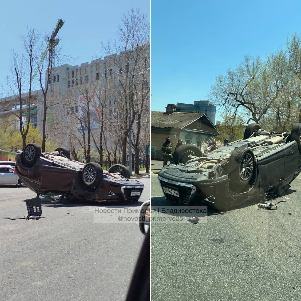 ДТП с переворотом LEXUS RX на подъеме с Гоголя к Аксаковской во Владивостоке. Есть пострадавшие. Очень сильная пробка образовалась.