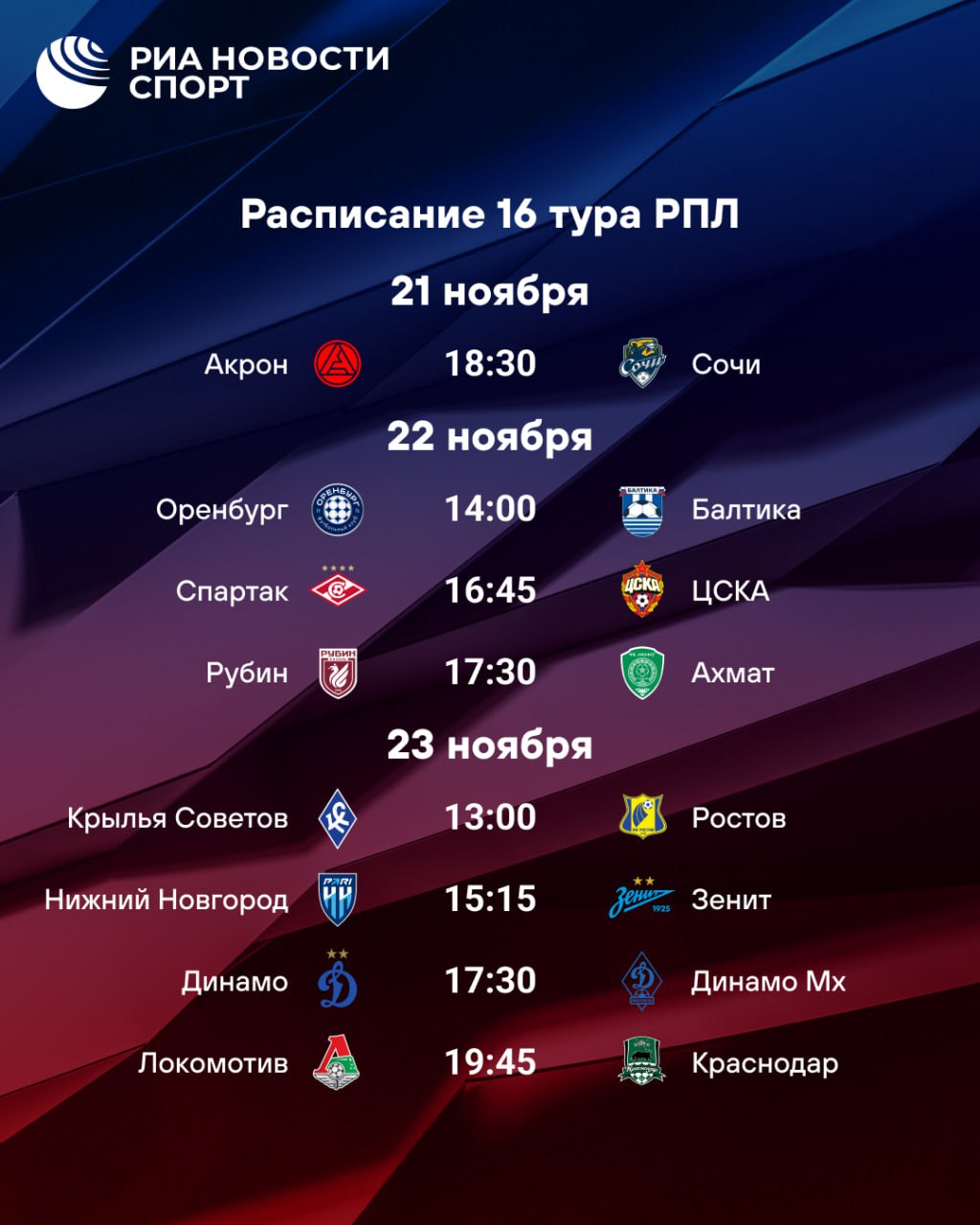 В пятницу стартует второй круг РПЛ Главное дерби страны между Спартаком и ЦСКА битва Локомотива и Краснодара нас ждут насыщенные выходные За каким матчем будете следить Подписывайтесь на РИА Новости Спорт в MAX