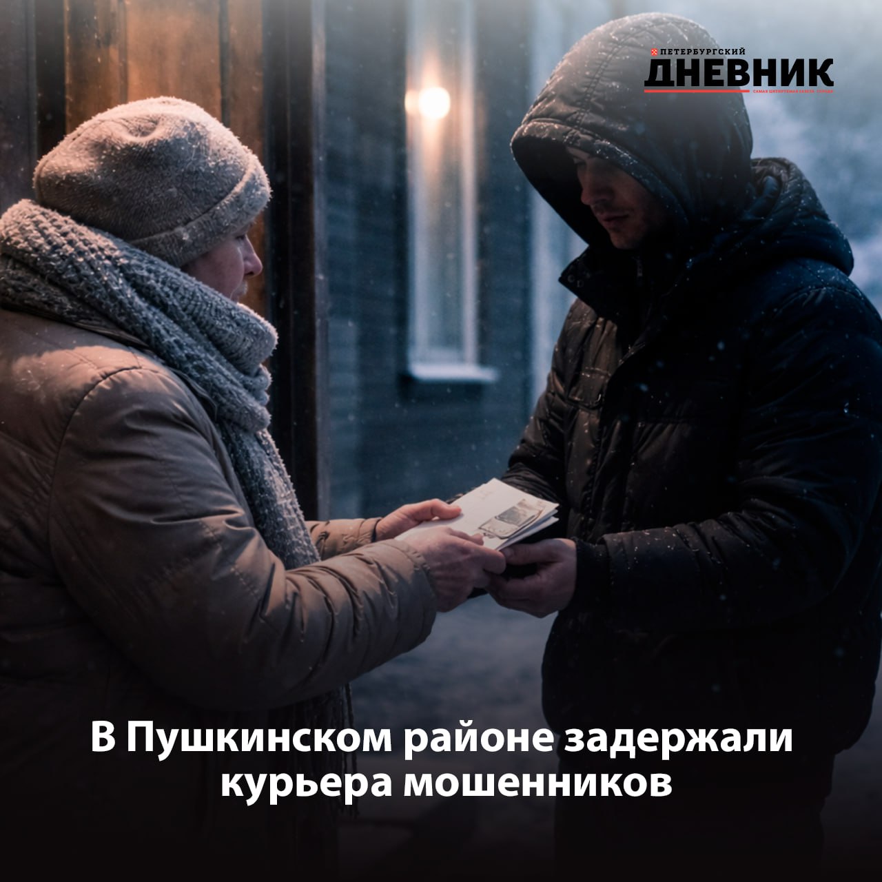 В Пушкинском районе задержали курьера мошенников В полицию Пушкинского района обратилась 88 летняя жительница города Пушкин По словам пенсионерки неизвестный позвонил ей и под предлогом защиты сбережений убедил передать деньги курьеру 84 тысячи рублей были переданы у дома на Октябрьском бульваре По факту произошедшего возбудили уголовное дело В ходе оперативно розыскных мероприятий сотрудники уголовного розыска задержали подозреваемого 19 летнего молодого человека Его задержали утром 31 января в доме на Волковском проспекте и доставили в отдел полиции для дальнейшего разбирательства Фото DALL E Подписаться на Петербургский дневник в МАХ