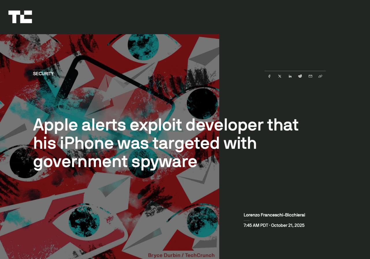 Apple предупредила хакера о взломе его iPhone парень пошёл проверять и понял что стал жертвой своего же шпионского софта Это первый известный случай когда создатель эксплойтов и шпионского ПО сам стал его целью копал ямы случайно откопал и себе concertzaal