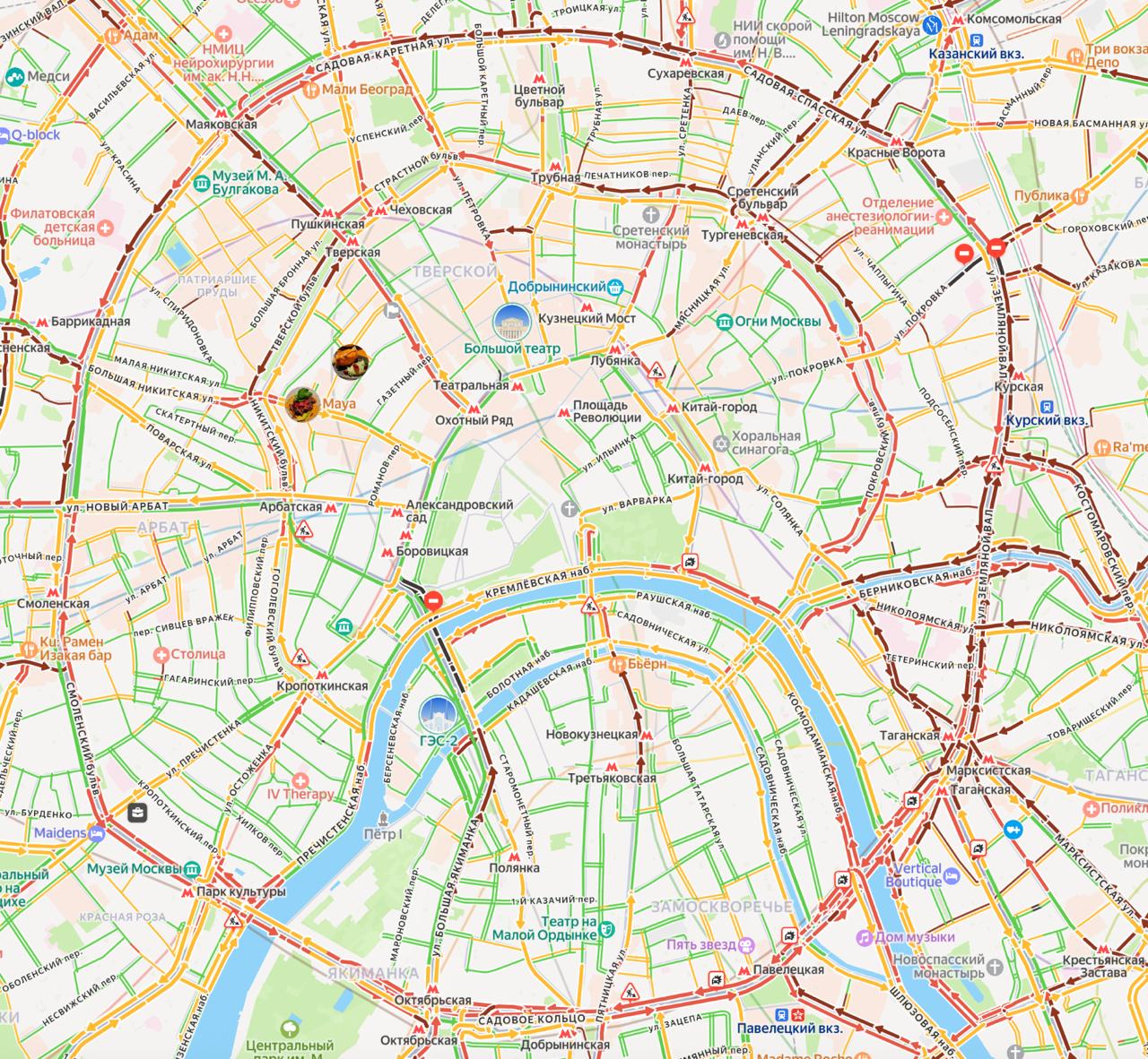 Москву сковали пробки в 9 баллов Движение закрыто на Покровке внешней стороне Садового кольца в районе Земляного Вала и на Конюшковской улице перед площадью Свободной России