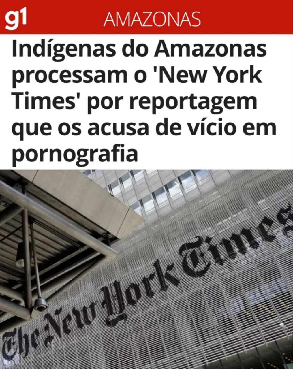 Коренные жители Амазонии обратились в суд против The New York Times, обвинив издание в клевете за статью, которая представляет их в негативном свете. Племя марубо из долины Жавари заявило о подаче иска в суд Лос-Анджелеса против The New York Times, а также против изданий TMZ и Yahoo, требуя компенсации в размере не менее 180 миллионов долларов США. В иске утверждается, что статья, опубликованная в 2024 году и написанная журналистом Джеком Никасом, нанесла ущерб репутации племени, представив его членов как людей, подверженных зависимости от порнографии после первого знакомства с Интернетом. По словам представителей племени, статья создала ложное представление о марубо как о сообществе, которое не может адекватно адаптироваться к новым технологиям и чья молодежь якобы одержима порнографией.